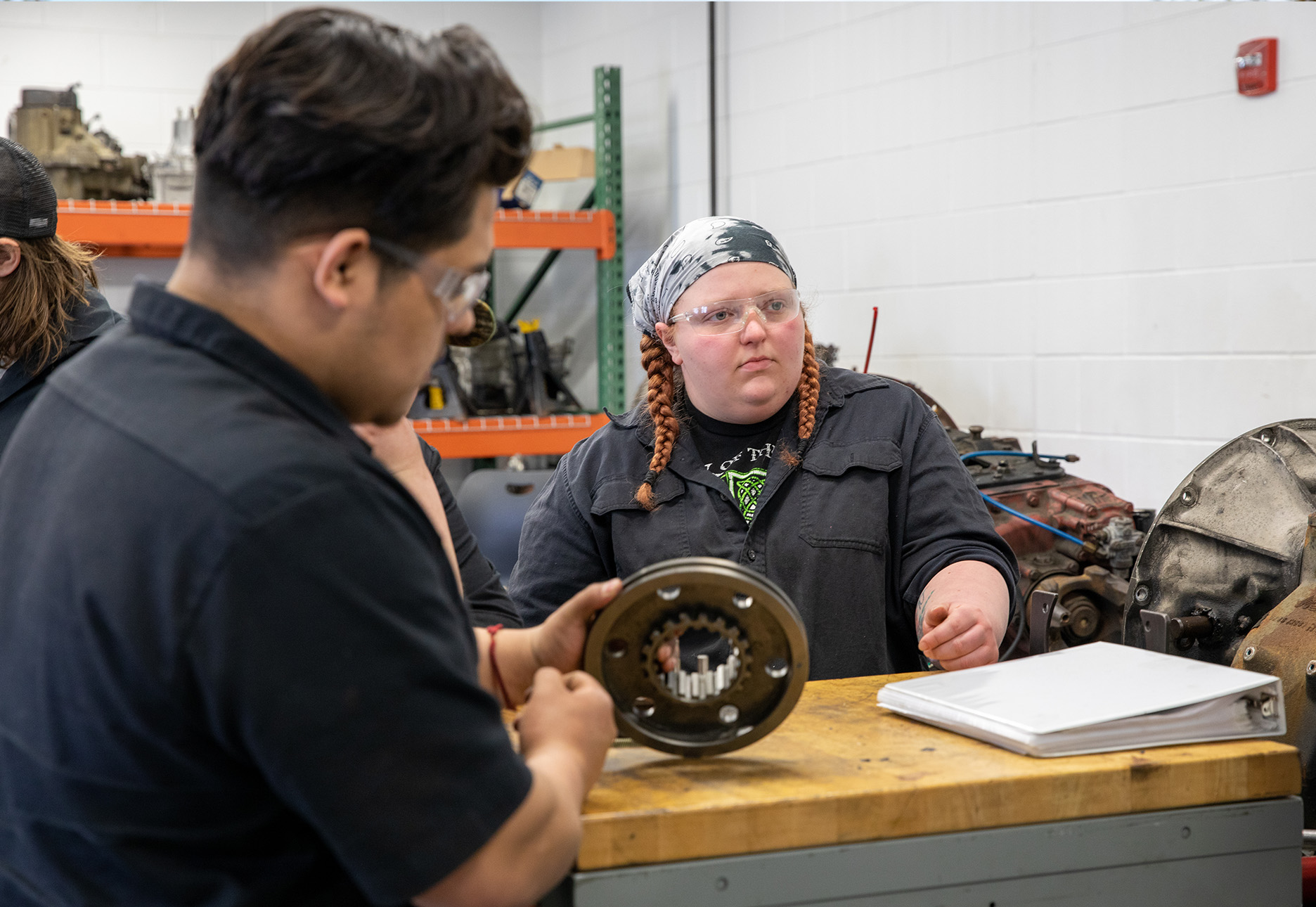 ADI Diesel Service Technology student,Tori Wiltfong, in class