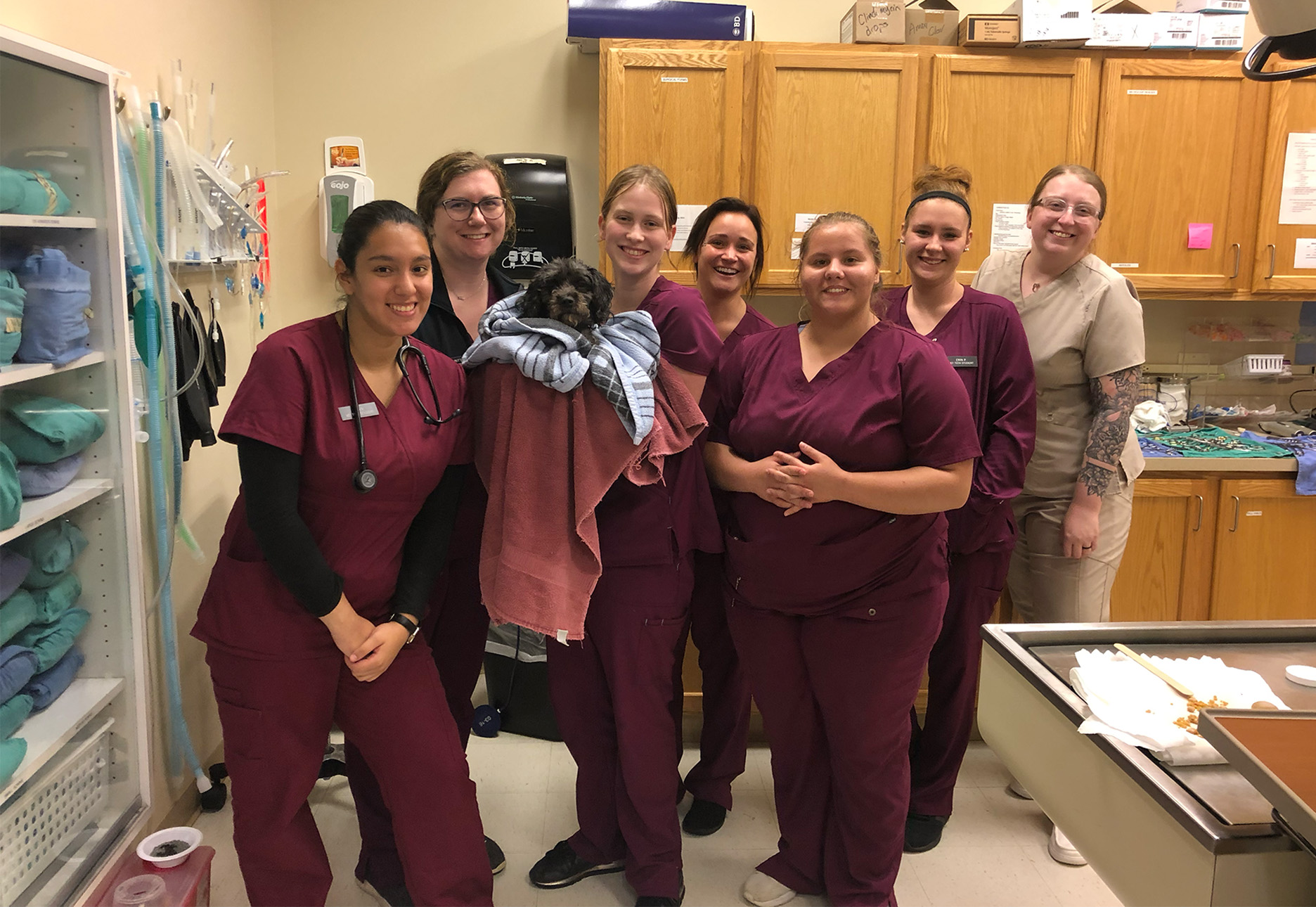 Baker College of Jackson Vet Tech Students with Bella