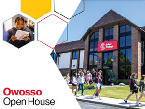 Image of students and faculty walking outside the Owosso campus.