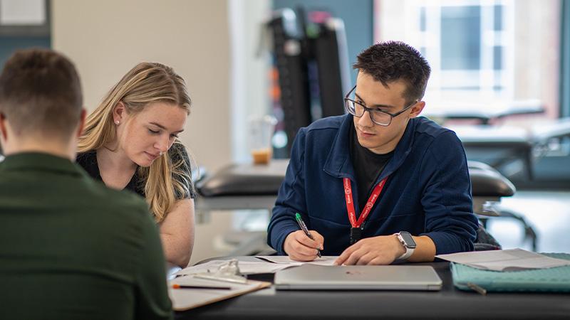 Students studying in class