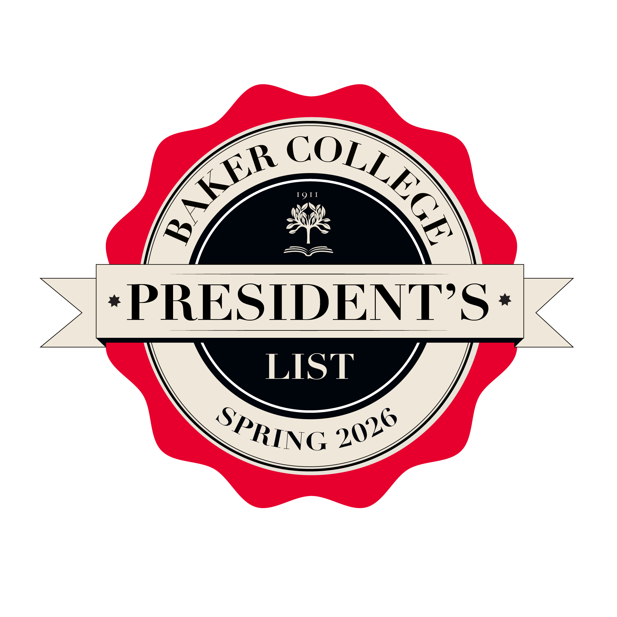 Baker College President's List Spring 2026 Badge
