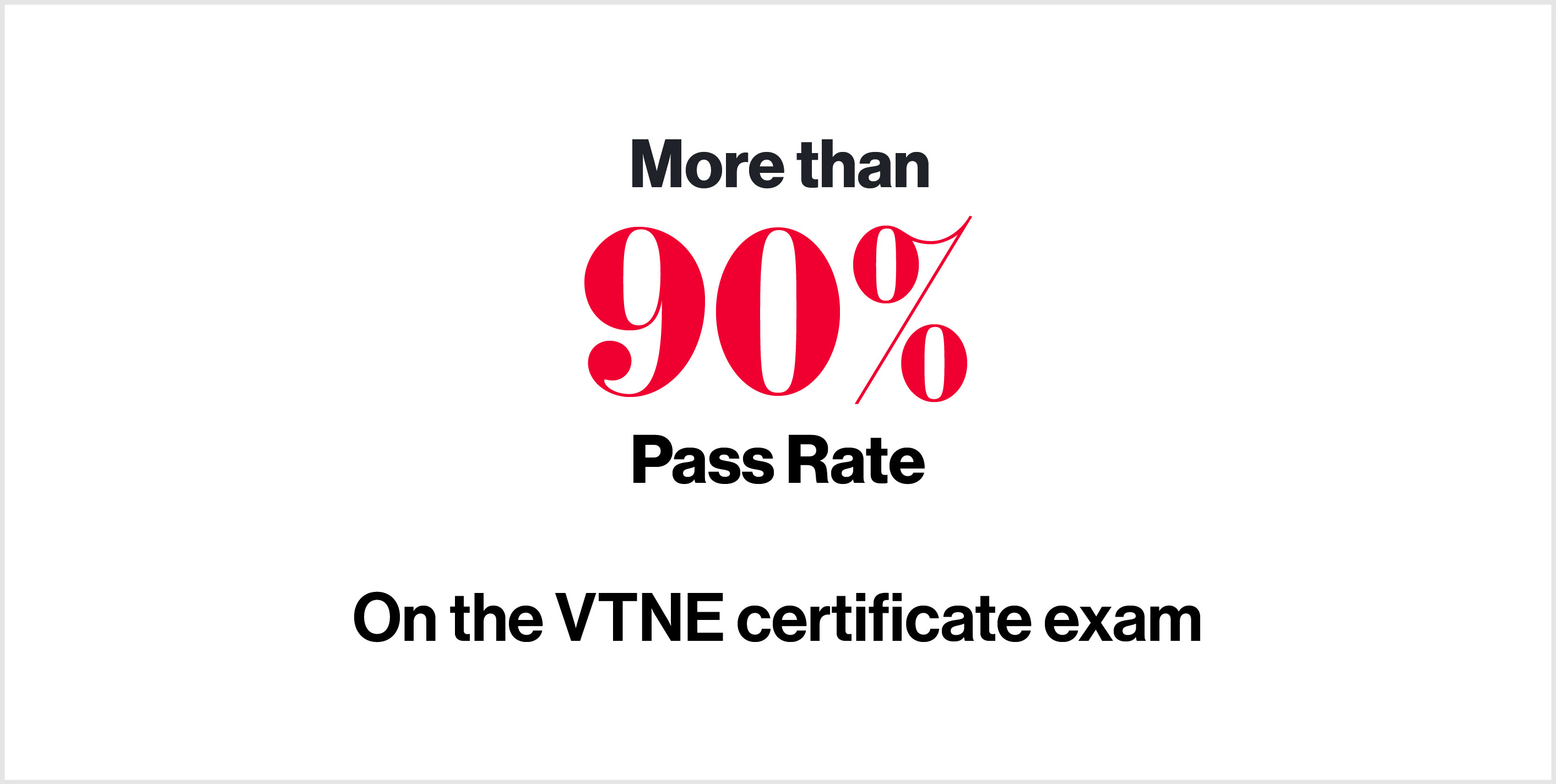 90% pass the VTNE certification exam