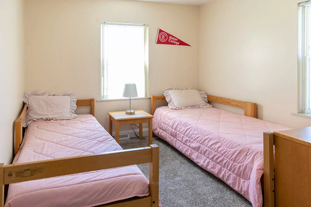 Bedroom with two beds.