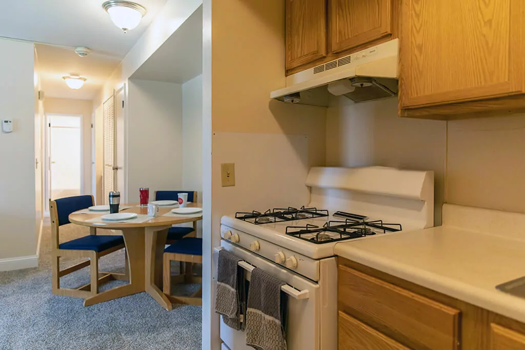 Kitchen and dining room.