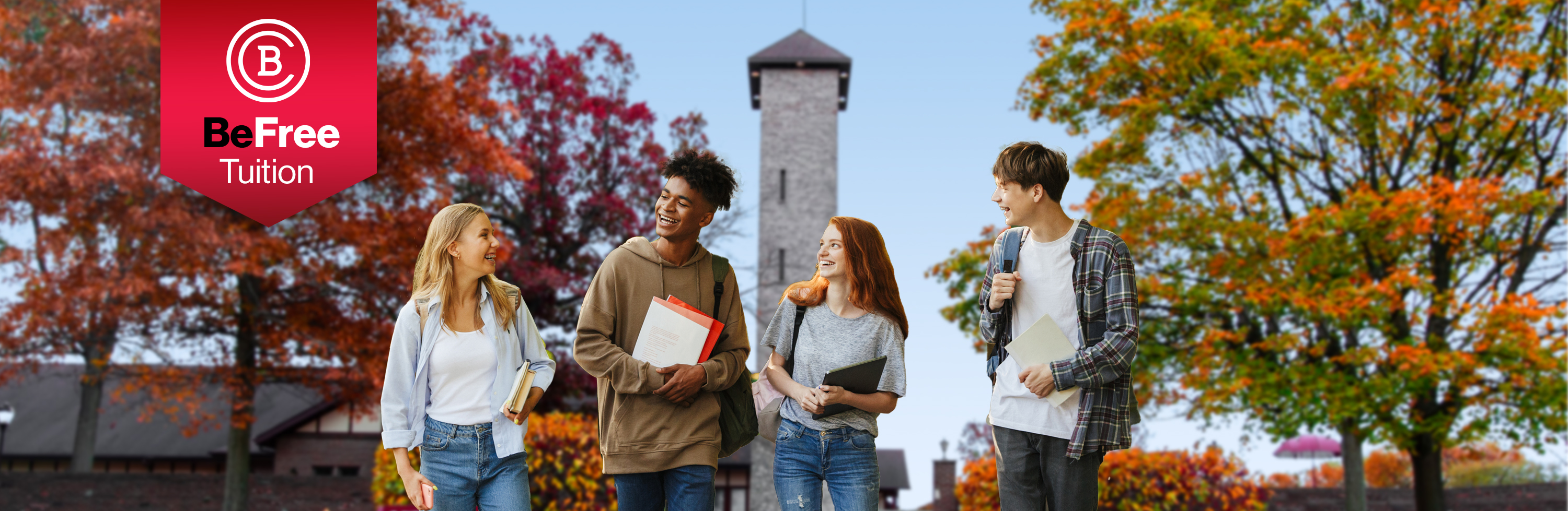 Students walking and chatting on campus