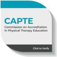 Badge with the CAPTE logo and the words Commission on Accreditation in Physical Therapy Education - Click to verify
