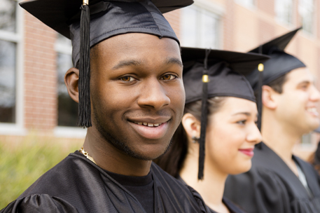Students in caps and gowns