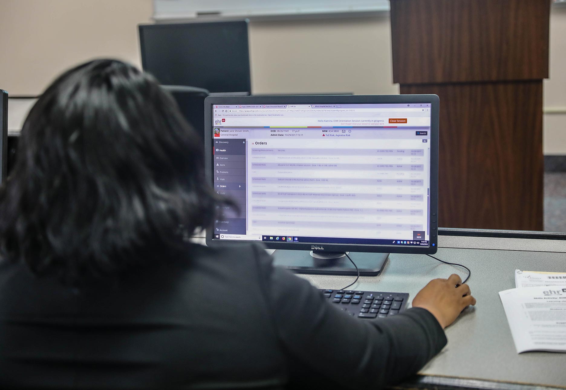 Woman working on a computer