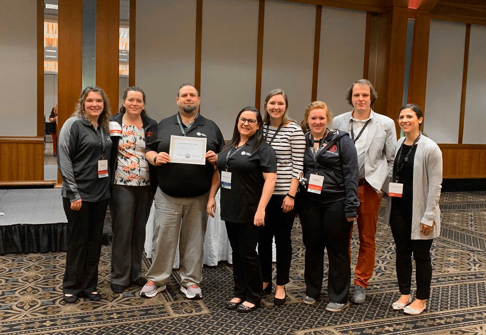 Baker College students at the MSNA Annual Conference in Chicago left to right: Nichole Brown, Charlla Lamond, Dan Felton, Tonya Scheanwald, Victoria Ford, Hannah Hopkins, Travis Clous, along with an MNSA board member.