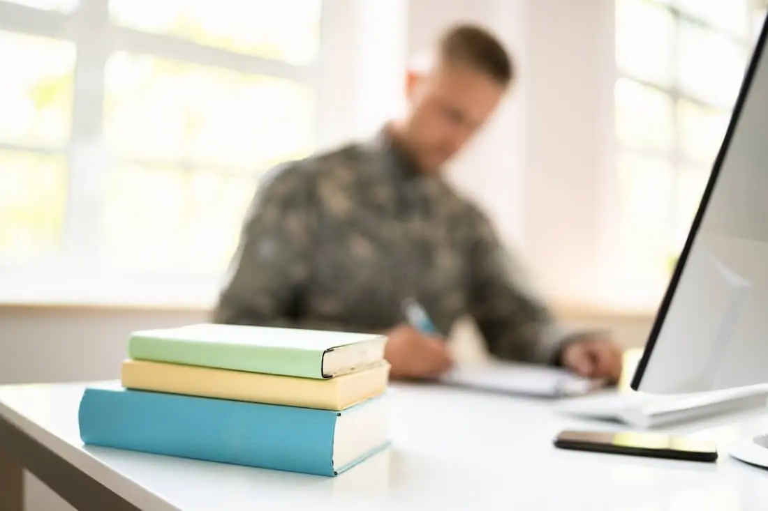 Army Soldier Veteran With Computer